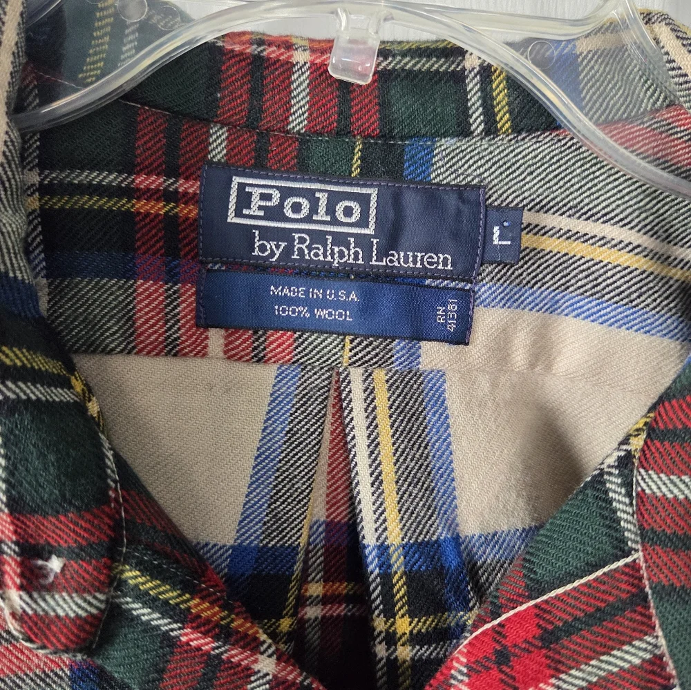 Polo Ralph Lauren Y2K Plaid Flannel Wool Shirt Hole Gorpcore